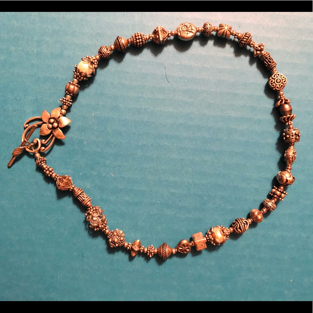 Handmade sterling real pearl / crystal necklace - Picture 2 of 4